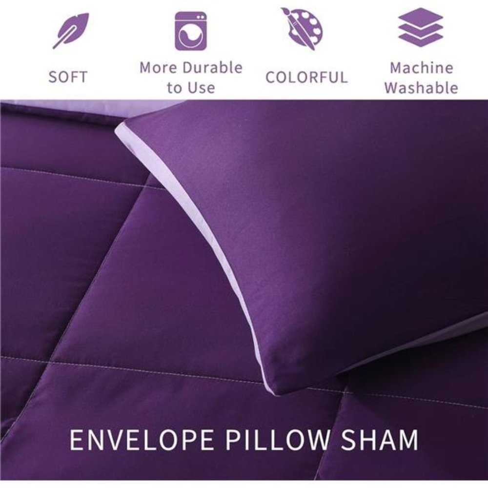 Lightweight Reversible 3-Piece Comforter Set All Seasons, Down Alternative - Picture 6 of 6
